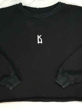 KEEP WINNING Men’s Cropped Crewneck Sweatshirt Graphic Logo Cotton Fleece L